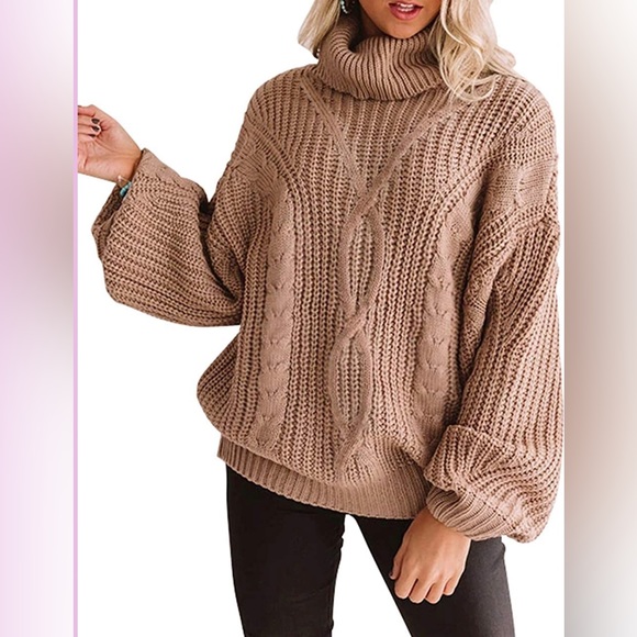 ZESICA Chunky Knit Sweater Pullover in Light Brown - Picture 1 of 6